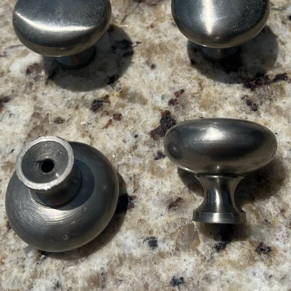 Silver Cabinet Knobs with Screws Set of Six - Picture 2 of 3